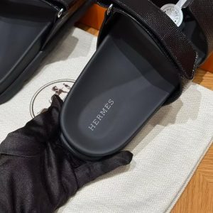 Hermes Chypre Sandal Women Techno-sandal Shiny Java Lizard Noir - Image 11