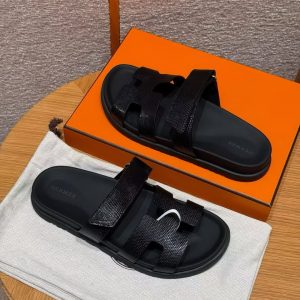 Hermes Chypre Sandal Women Techno-sandal Shiny Java Lizard Noir - Image 10