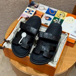 Hermes Chypre Sandal Women Techno-sandal Shiny Java Lizard Noir - Image 4