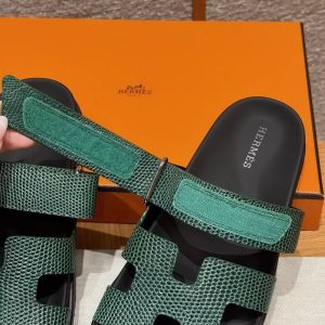 Alternative view of Hermes Chypre Sandal Women Techno-sandal Shiny Java Lizard Vert Fonce