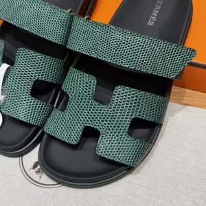 Hermes Chypre Sandal Women Techno-sandal Shiny Java Lizard Vert Fonce - Image 7