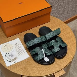 Hermes Chypre Sandal Women Techno-sandal Shiny Java Lizard Vert Fonce - Image 5