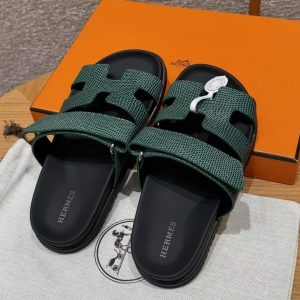 Hermes Chypre Sandal Women Techno-sandal Shiny Java Lizard Vert Fonce - Image 4