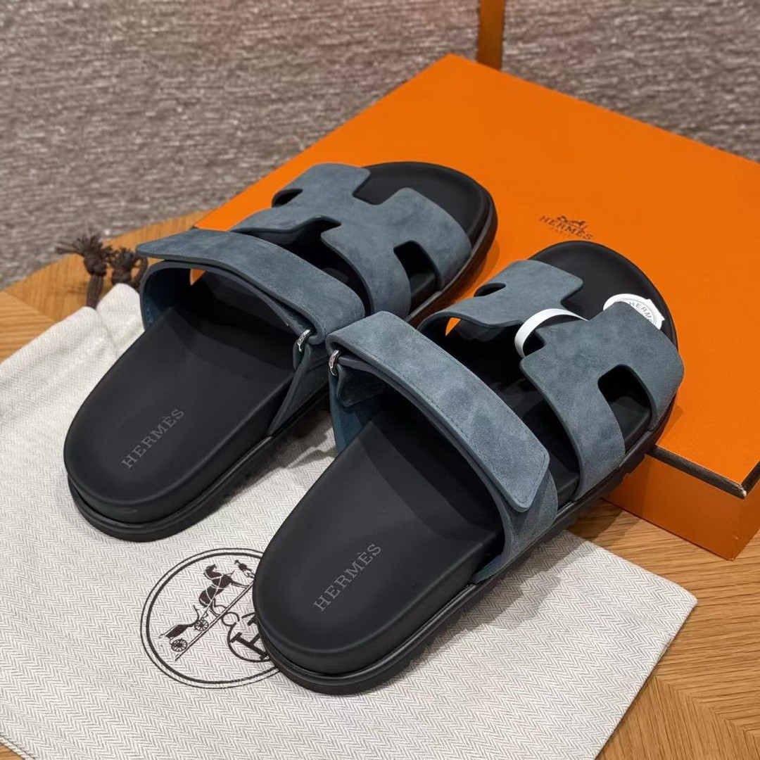 Hermes Chypre Sandal Women Techno-sandal Suede Goatskin Bleu Celeste - Image 2