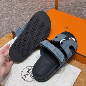 Hermes Chypre Sandal Women Techno-sandal Suede Goatskin Bleu Celeste - Image 13