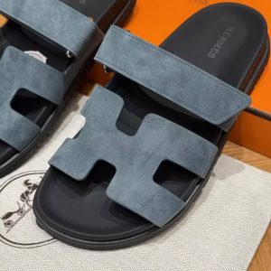 Hermes Chypre Sandal Women Techno-sandal Suede Goatskin Bleu Celeste - Image 9
