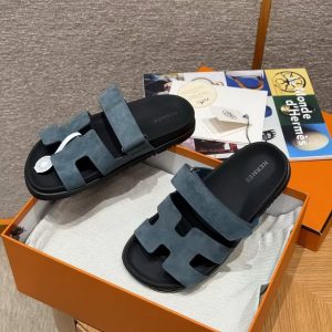 Hermes Chypre Sandal Women Techno-sandal Suede Goatskin Bleu Celeste - Image 4