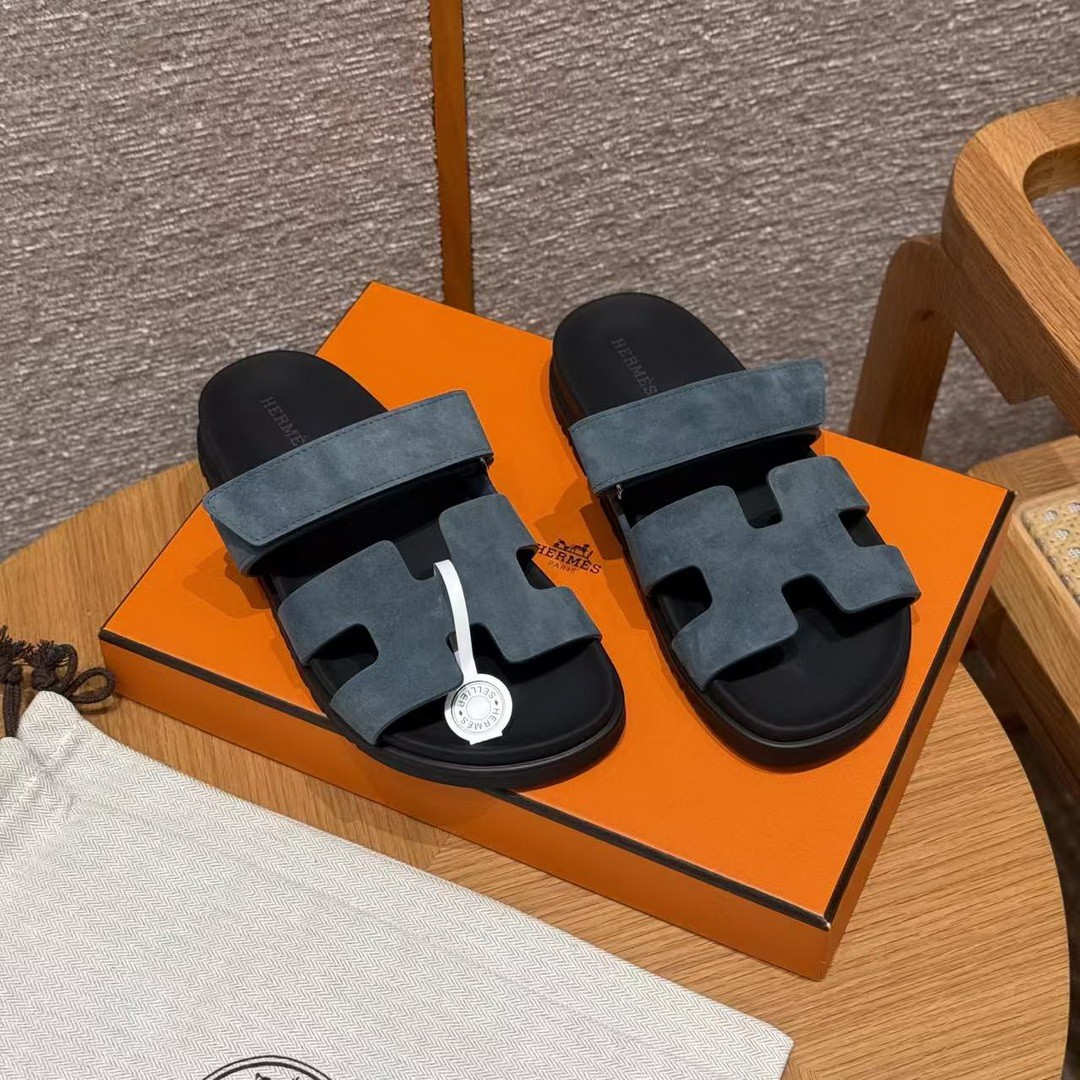 Hermes Chypre Sandal Women Techno-sandal Suede Goatskin Bleu Celeste - Image 3