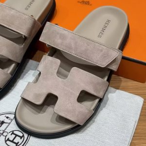Hermes Chypre Sandal Women Techno-sandal Suede Goatskin Clay Beige - Image 9