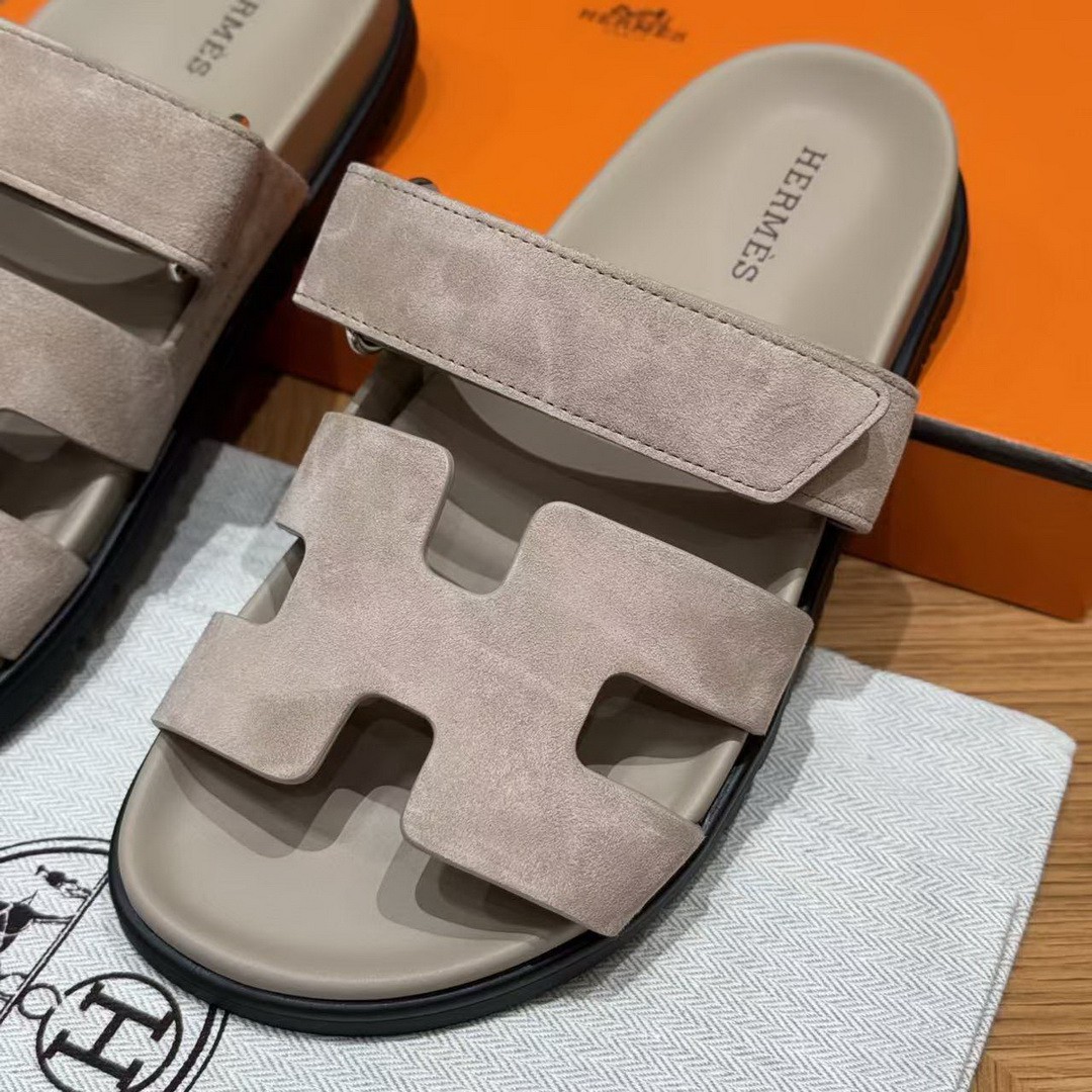 Hermes Chypre Sandal Women Techno-sandal Suede Goatskin Clay Beige - Image 9