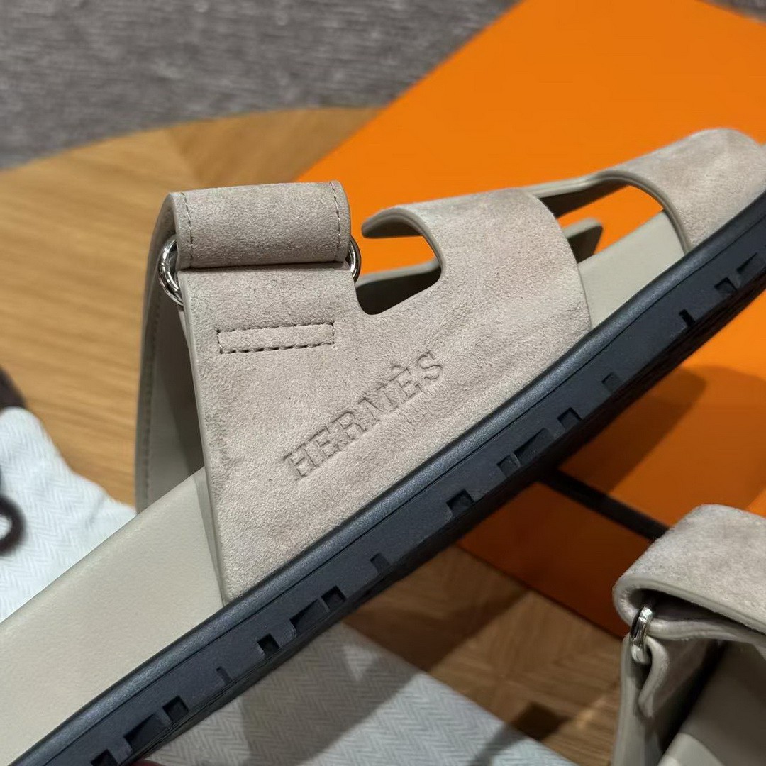 Hermes Chypre Sandal Women Techno-sandal Suede Goatskin Clay Beige - Image 7