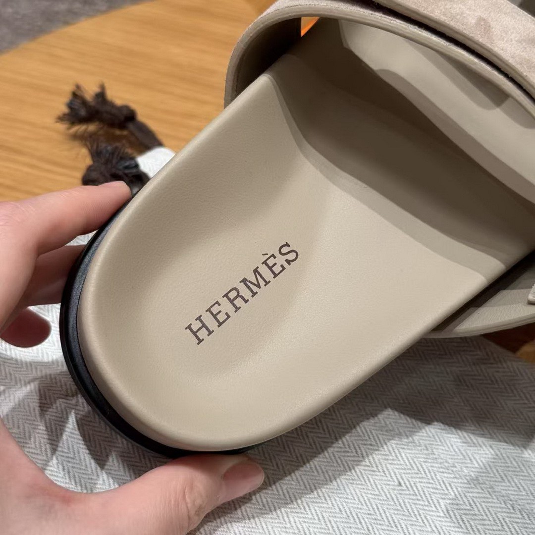 Hermes Chypre Sandal Women Techno-sandal Suede Goatskin Clay Beige - Image 6