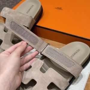 Hermes Chypre Sandal Women Techno-sandal Suede Goatskin Clay Beige - Image 4