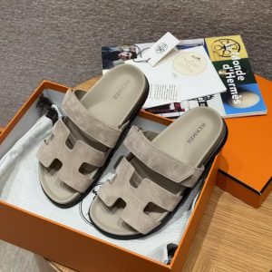 Hermes Chypre Sandal Women Techno-sandal Suede Goatskin Clay Beige - Image 3