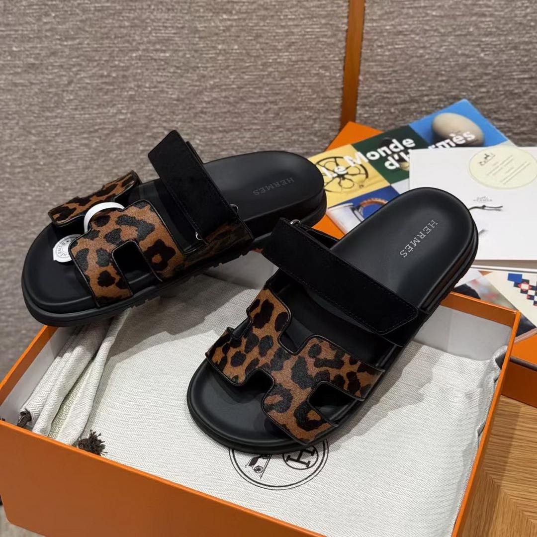 Hermes Chypre Sandal Women Techno-sandal Suede Goatskin Horsehair Gold Black - Image 11