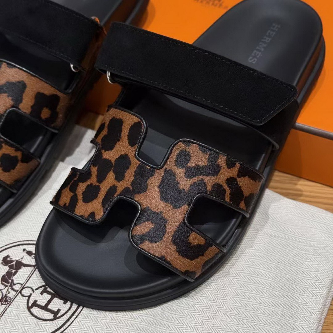 Hermes Chypre Sandal Women Techno-sandal Suede Goatskin Horsehair Gold Black - Image 10