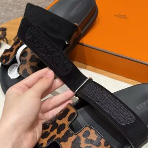 Hermes Chypre Sandal Women Techno-sandal Suede Goatskin Horsehair Gold Black - Image 8