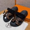 Hermes Chypre Sandal Women Techno-sandal Suede Goatskin Horsehair Gold Black