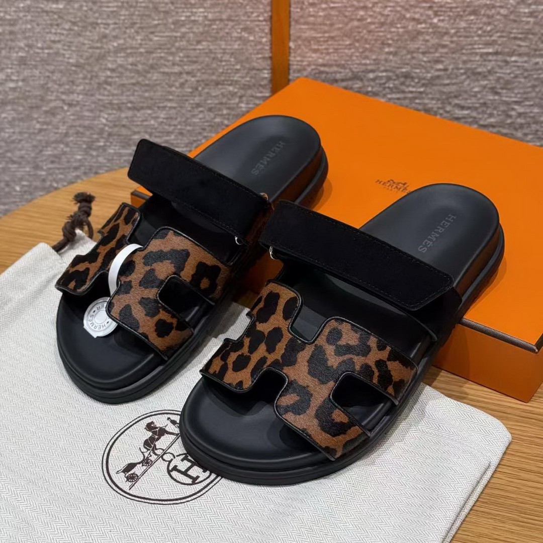 Hermes Chypre Sandal Women Techno-sandal Suede Goatskin Horsehair Gold Black