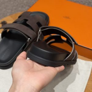 Hermes Chypre Sandal Women Techno-sandal Suede Goatskin Marron Ebène H222297Z ME340 - Image 9