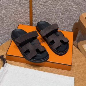 Hermes Chypre Sandal Women Techno-sandal Suede Goatskin Marron Ebène H222297Z ME340 - Image 6