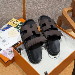 Hermes Chypre Sandal Women Techno-sandal Suede Goatskin Marron Ebène H222297Z ME340 - Image 4