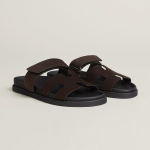 Hermes Chypre Sandal Women Techno-sandal Suede Goatskin Marron Ebène H222297Z ME340