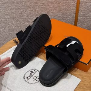 Hermes Chypre Sandal Women Techno-sandal Suede Goatskin Noir - Image 13