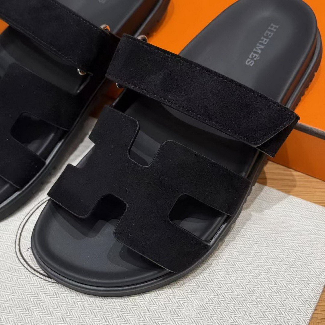 Hermes Chypre Sandal Women Techno-sandal Suede Goatskin Noir - Image 9