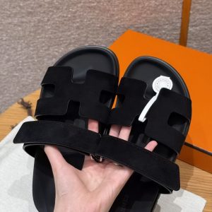 Hermes Chypre Sandal Women Techno-sandal Suede Goatskin Noir - Image 6