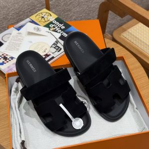 Hermes Chypre Sandal Women Techno-sandal Suede Goatskin Noir - Image 4