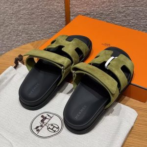 Alternative view of Hermes Chypre Sandal Women Techno-sandal Suede Goatskin Olive Green