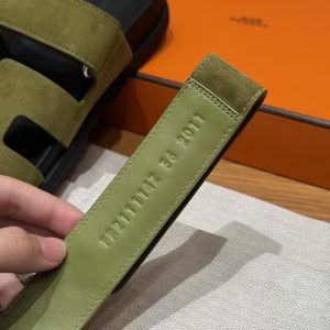 Hermes Chypre Sandal Women Techno-sandal Suede Goatskin Olive Green - Image 5