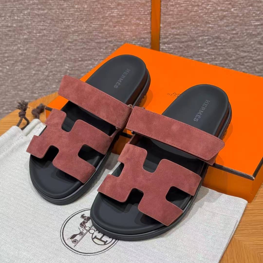 Hermes Chypre Sandal Women Techno-sandal Suede Goatskin Rose Antique Pink H222297Z RA340