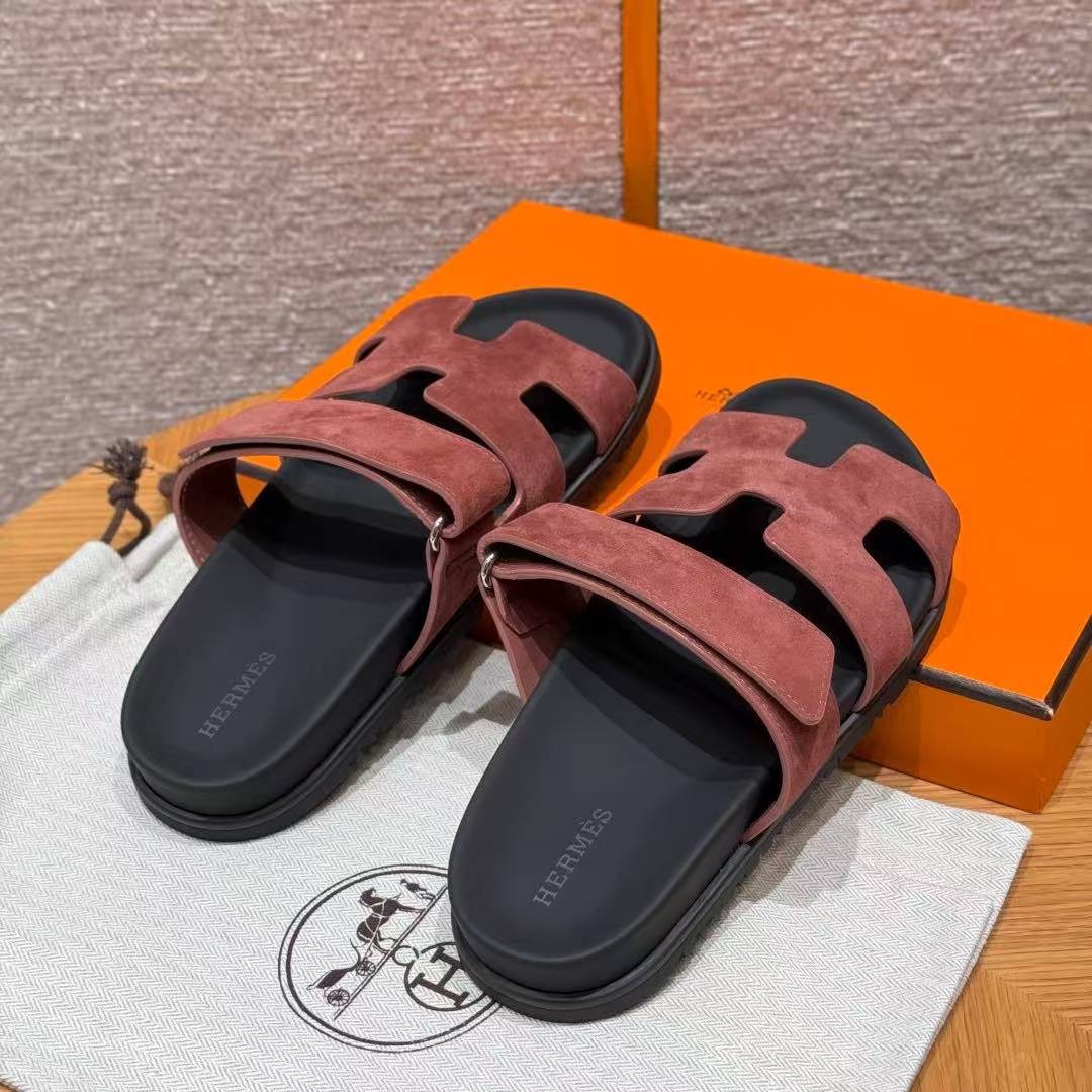 Hermes Chypre Sandal Women Techno-sandal Suede Goatskin Rose Antique Pink H222297Z RA340 - Image 2