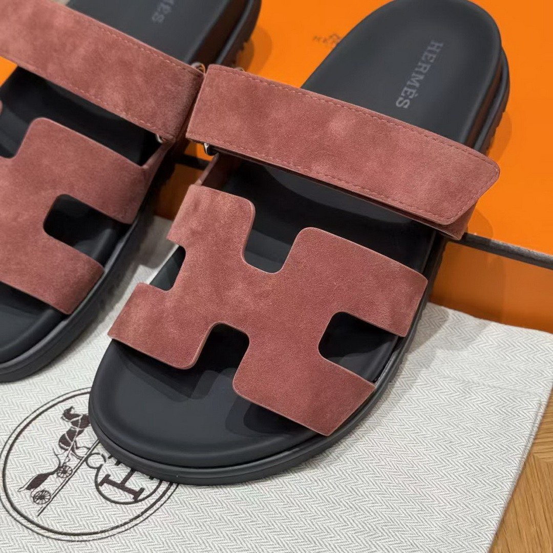 Hermes Chypre Sandal Women Techno-sandal Suede Goatskin Rose Antique Pink H222297Z RA340 - Image 8