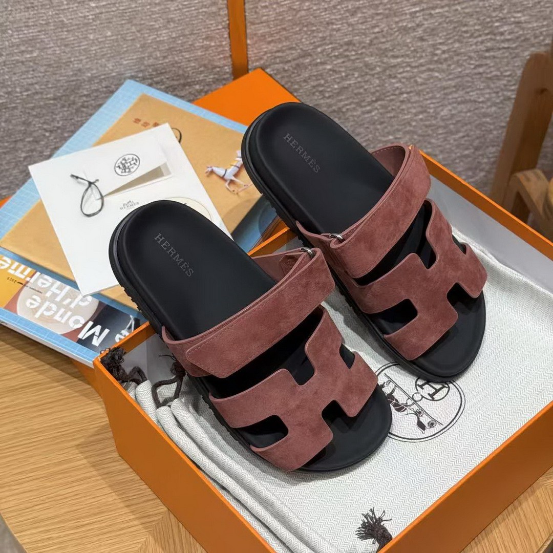 Hermes Chypre Sandal Women Techno-sandal Suede Goatskin Rose Antique Pink H222297Z RA340 - Image 5