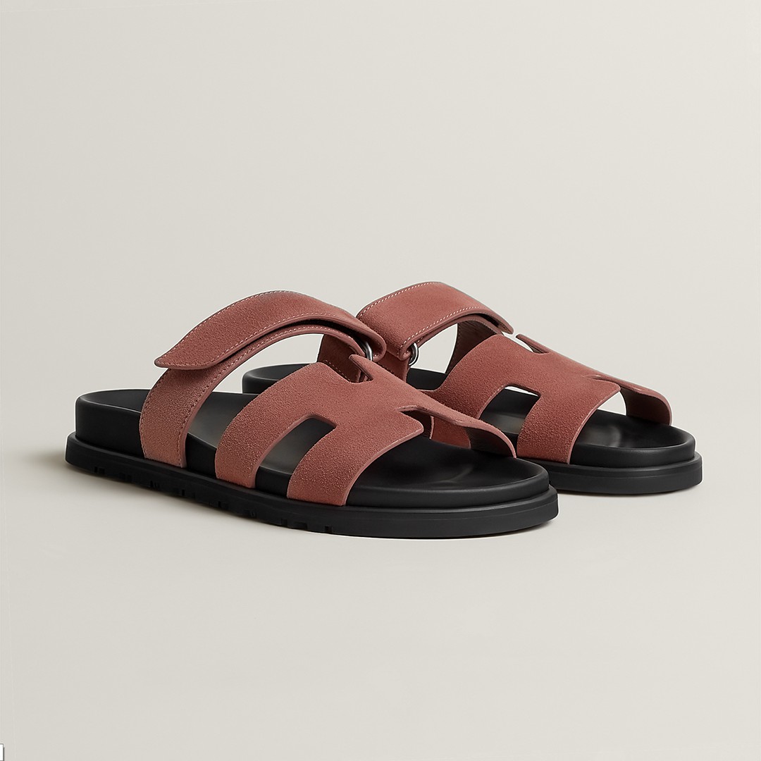 Hermes Chypre Sandal Women Techno-sandal Suede Goatskin Rose Antique Pink H222297Z RA340 - Image 4
