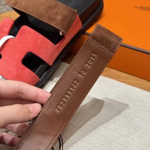 Hermes Chypre Sandal Women Techno-sandal Suede Goatskin Rouge Tomette Terre Ambrée H222297Z D3340 - Image 5