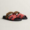 Hermes Chypre Sandal Women Techno-sandal Suede Goatskin Rouge Tomette Terre Ambrée H222297Z D3340