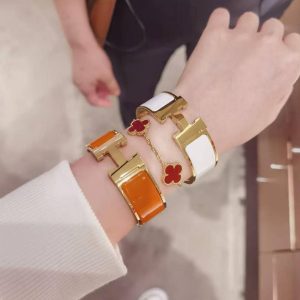 Hermes Clic Clac H Wide Bracelet Plain Enamel Rose Gold Blanc H300001FO31GM - Image 9