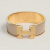 Hermes Clic Clac H Wide Bracelet Plain Enamel Yellow Gold Marron Glacé H300001F 19GM