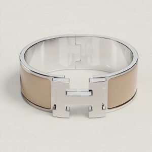Hermes Clic Clac H Wide Bracelet Plain Enamel Yellow Gold Marron Glacé H300001F 19GM - Image 5