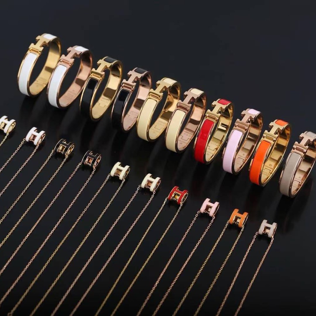 Hermes Clic H Bracelet Plain Enamel Rose Gold Marron Glacé H700001FO19PM - Image 8