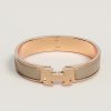 Hermes Clic H Bracelet Plain Enamel Rose Gold Marron Glacé H700001FO19PM