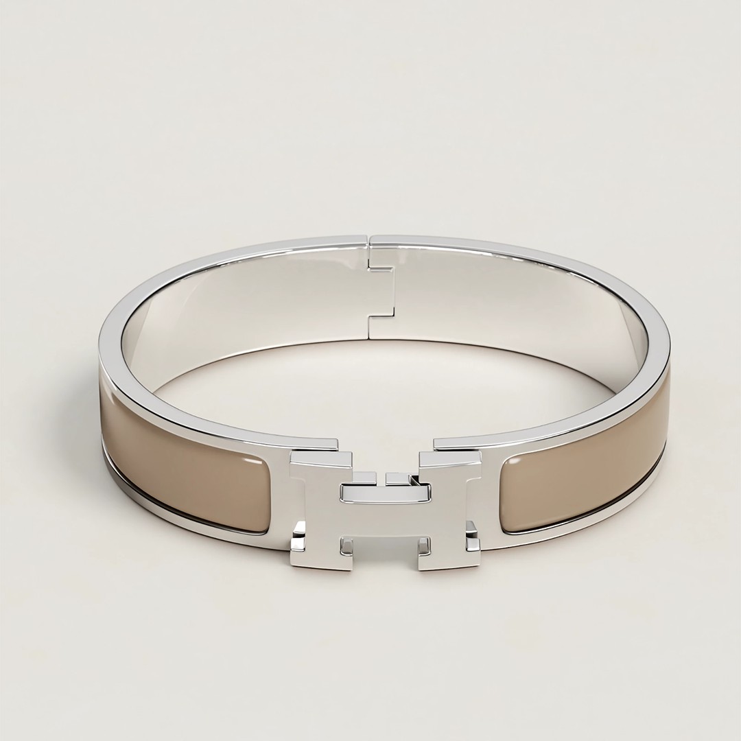Hermes Clic H Bracelet Plain Enamel Rose Gold Marron Glacé H700001FO19PM - Image 6