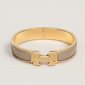 Hermes Clic H Bracelet Plain Enamel Rose Gold Marron Glacé H700001FO19PM - Image 4