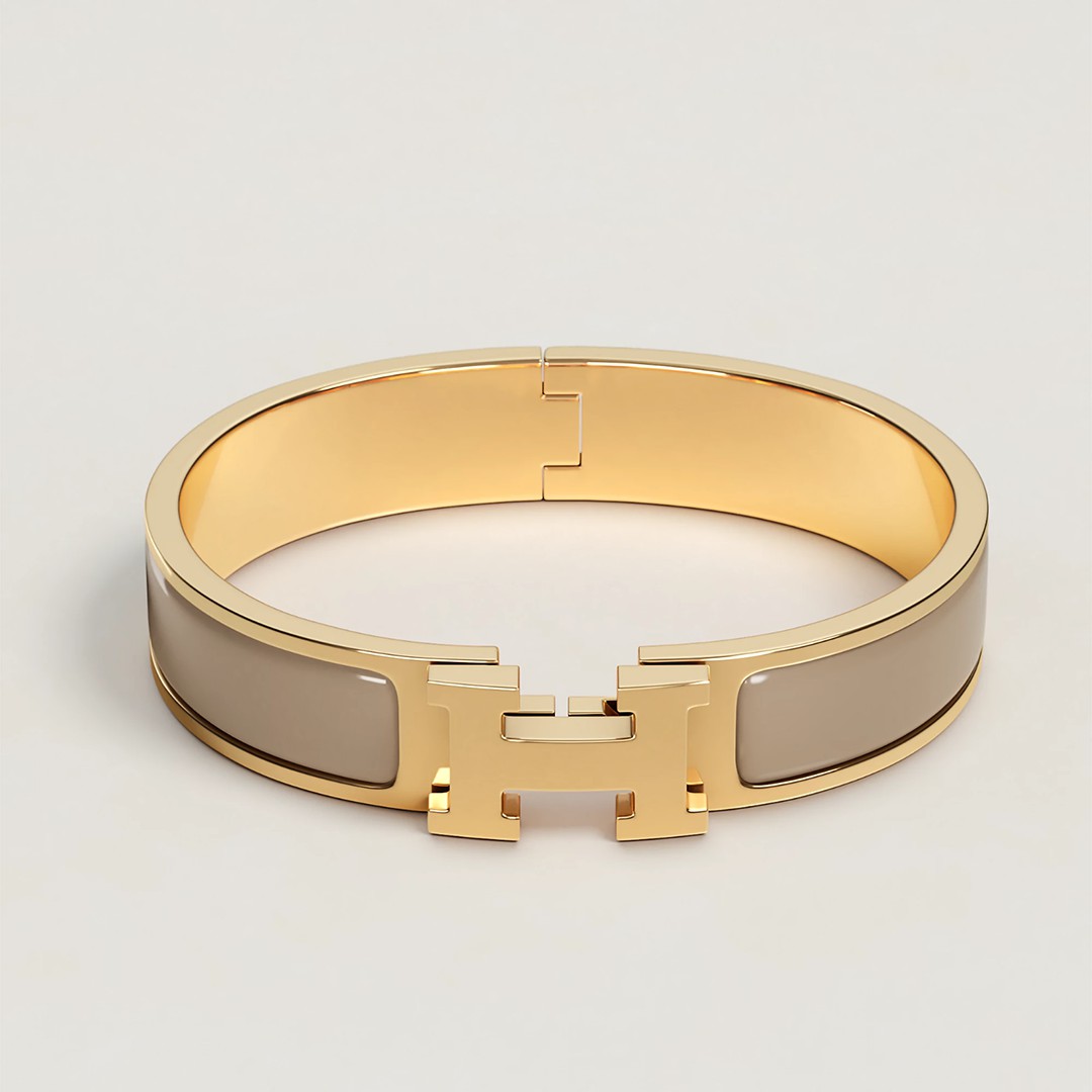 Hermes Clic H Bracelet Plain Enamel Rose Gold Marron Glacé H700001FO19PM - Image 4
