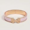 Hermes Clic H Bracelet Plain Enamel Rose Gold Rose Candeur H700001FO1ZPM