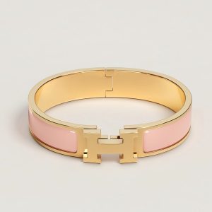 Hermes Clic H Bracelet Plain Enamel Rose Gold Rose Candeur H700001FO1ZPM - Image 6